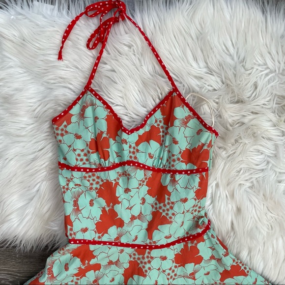 Beau bois fit and flare dress floral retro halter retro pinup style size small - Picture 3 of 8